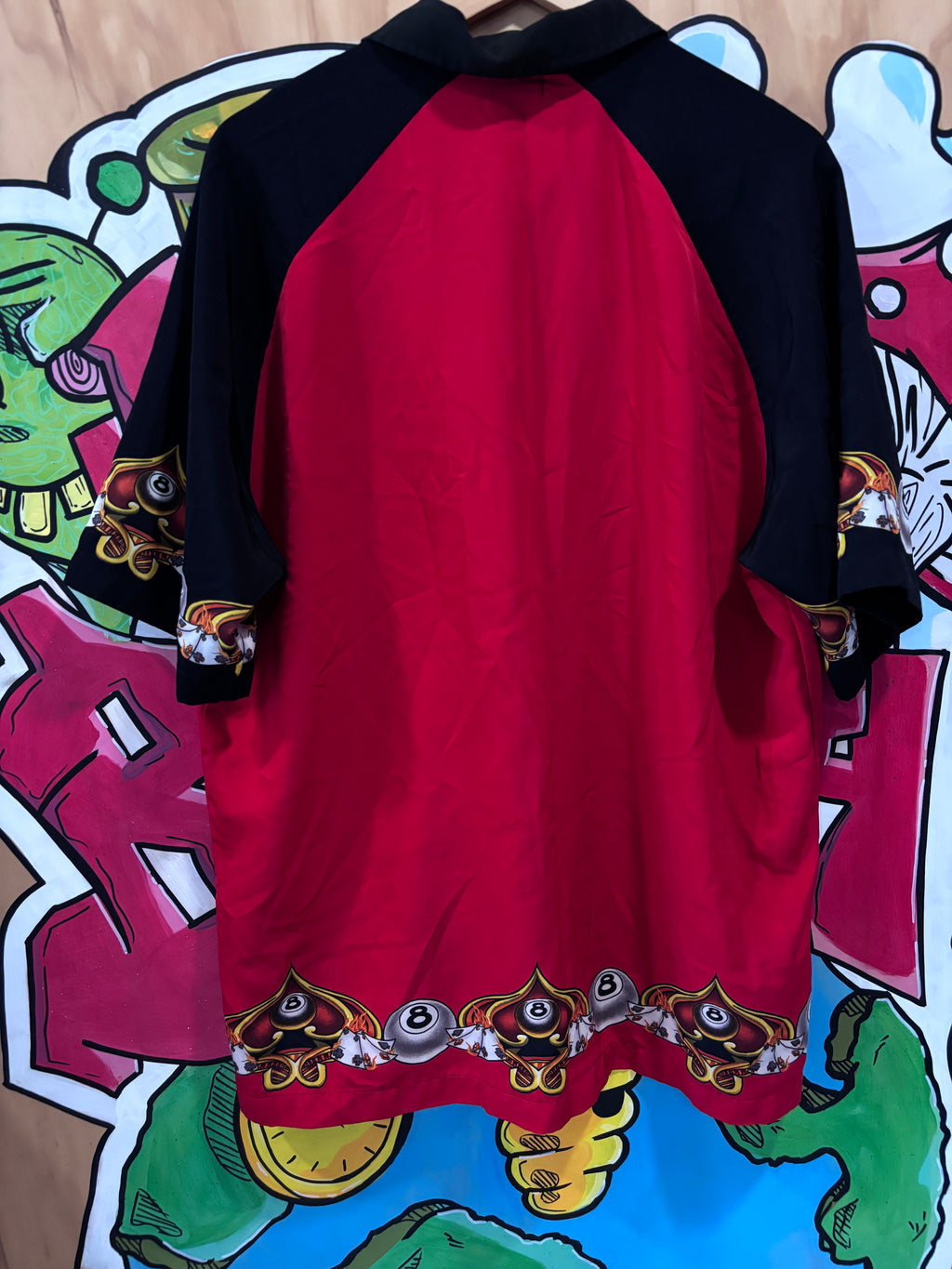 90s Vintage Jnco Flaming 8 Ball Button up