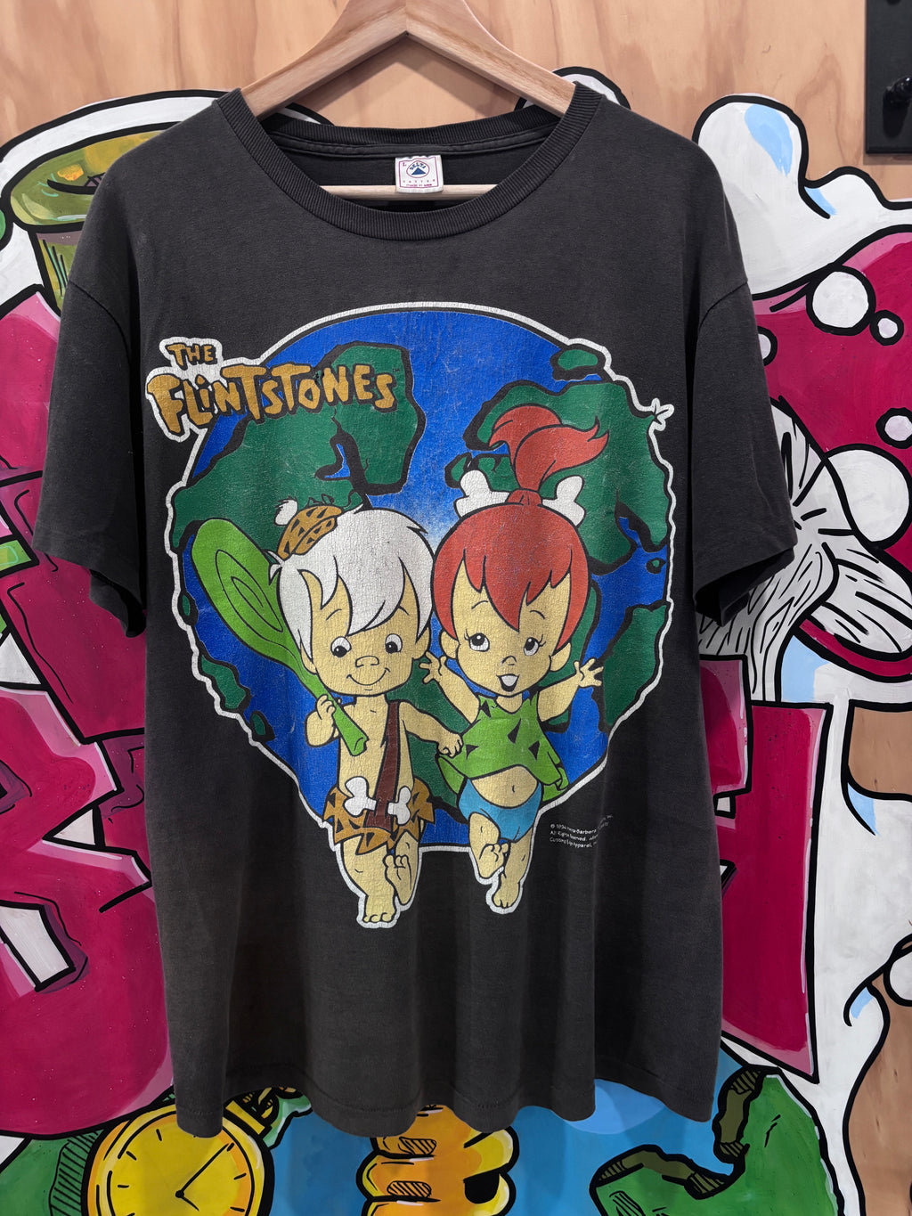 Vintage 1994 Flintstones Bam Bam Pebbles Earth T-Shirt