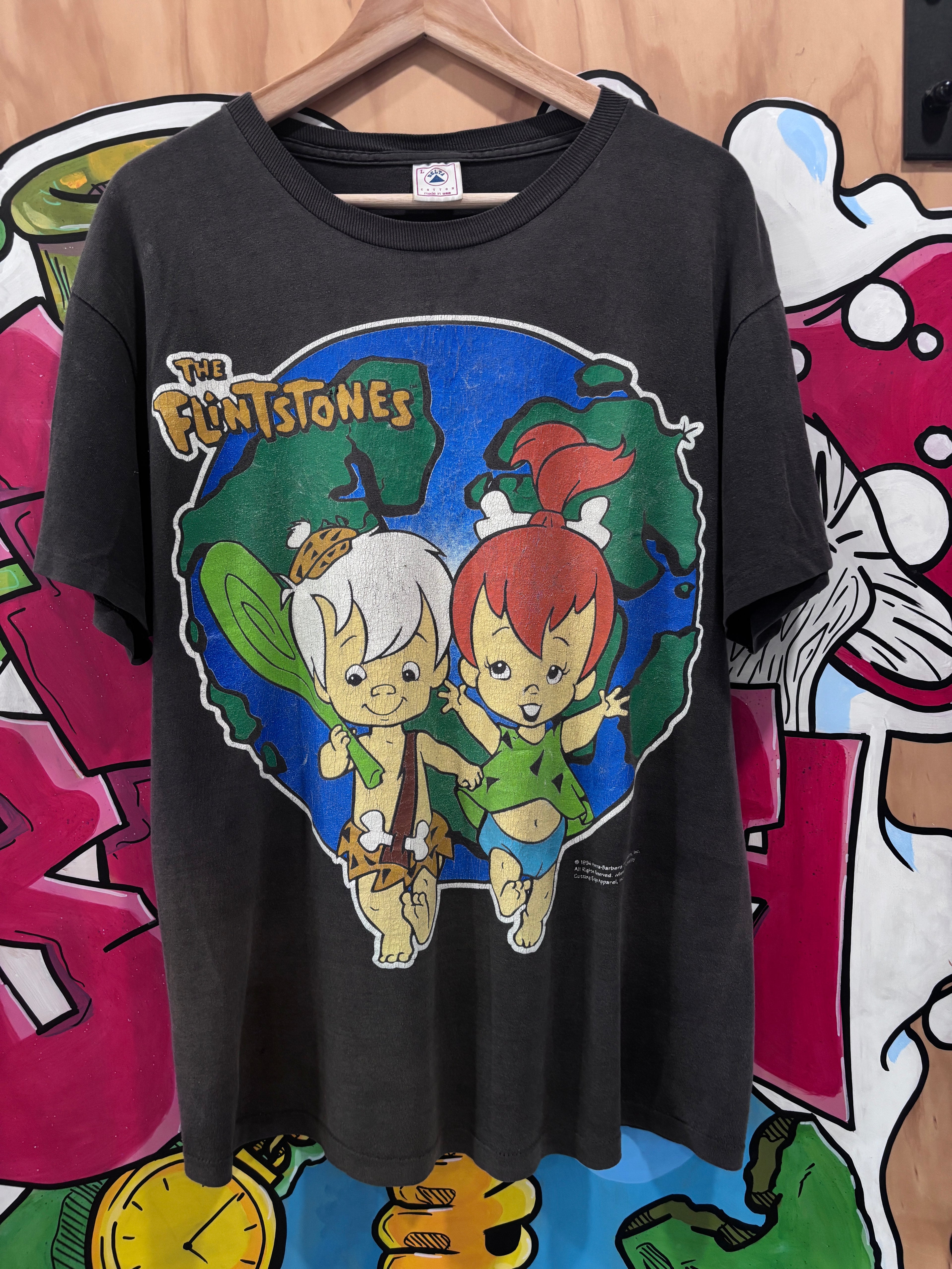 Vintage 1994 Flintstones Bam Bam Pebbles Earth T-Shirt