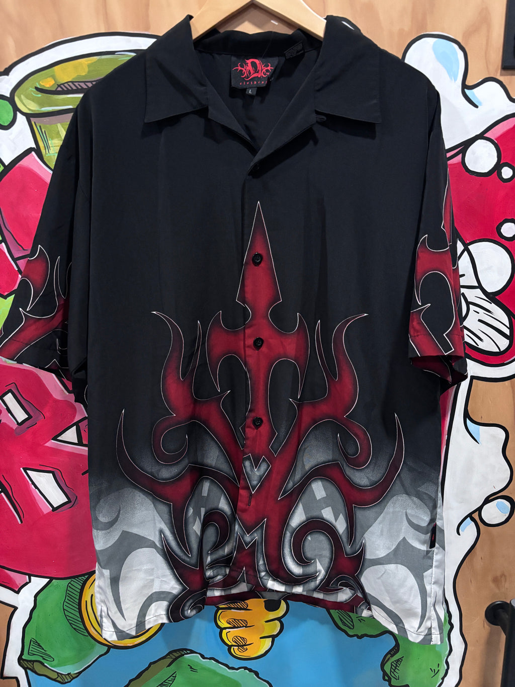 Y2K Dragon Clothing Tribal Flame Button Up