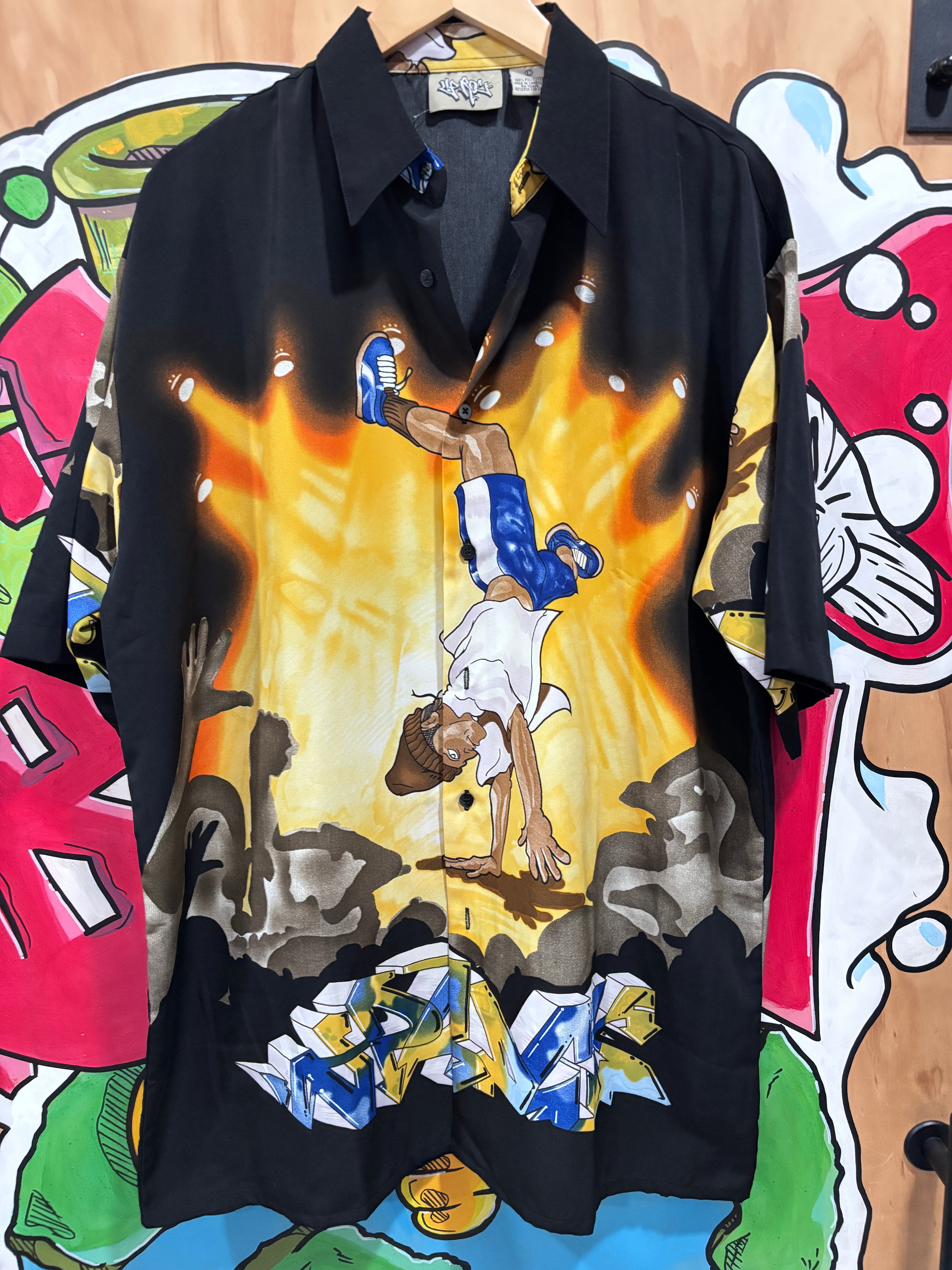 Vintage 90s Up Roc Breakdance Graffiti Button Up
