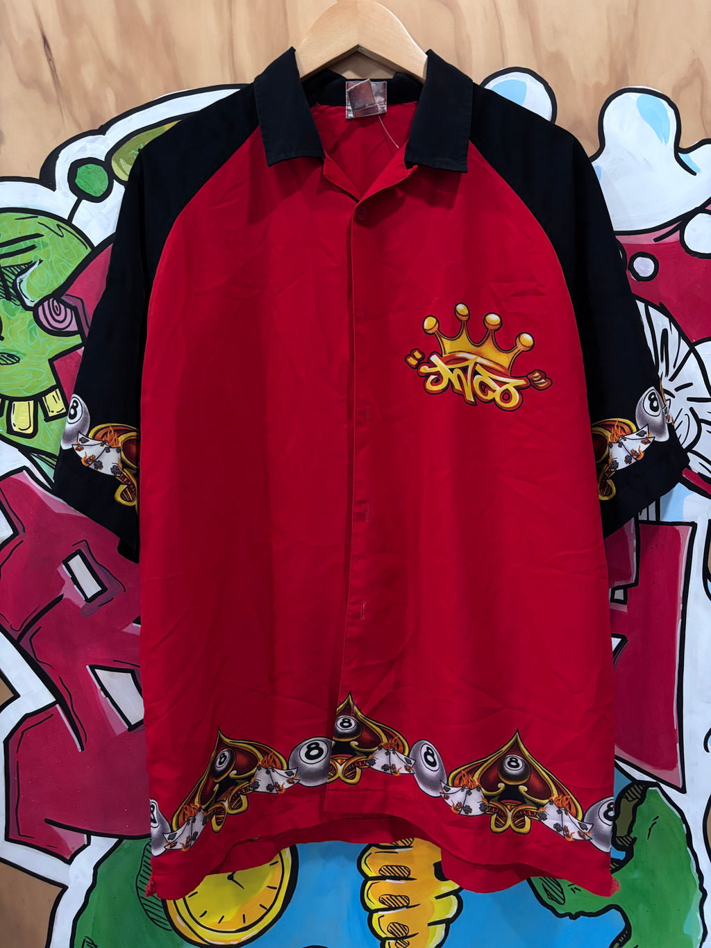 90s Vintage Jnco Flaming 8 Ball Button up