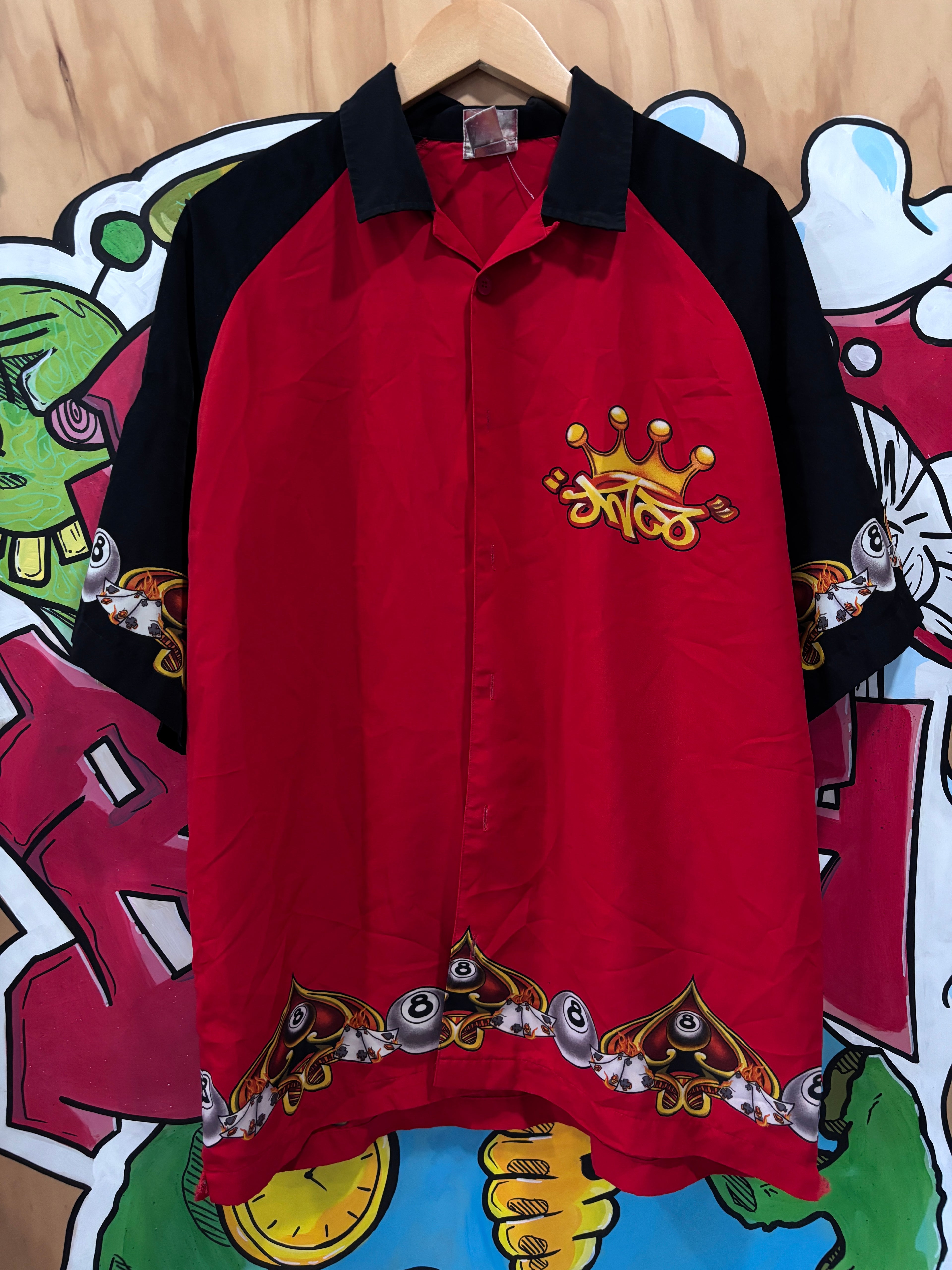 90s Vintage Jnco Flaming 8 Ball Button up