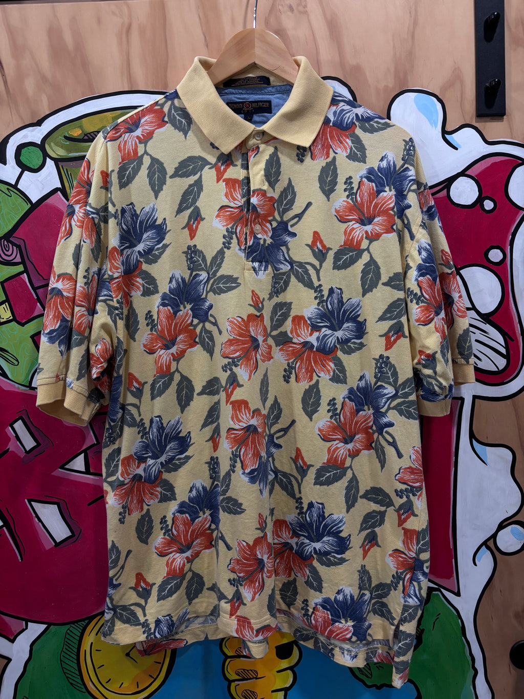 Vintage 90s Tommy Hilfiger Floral Golf Tropical Polo