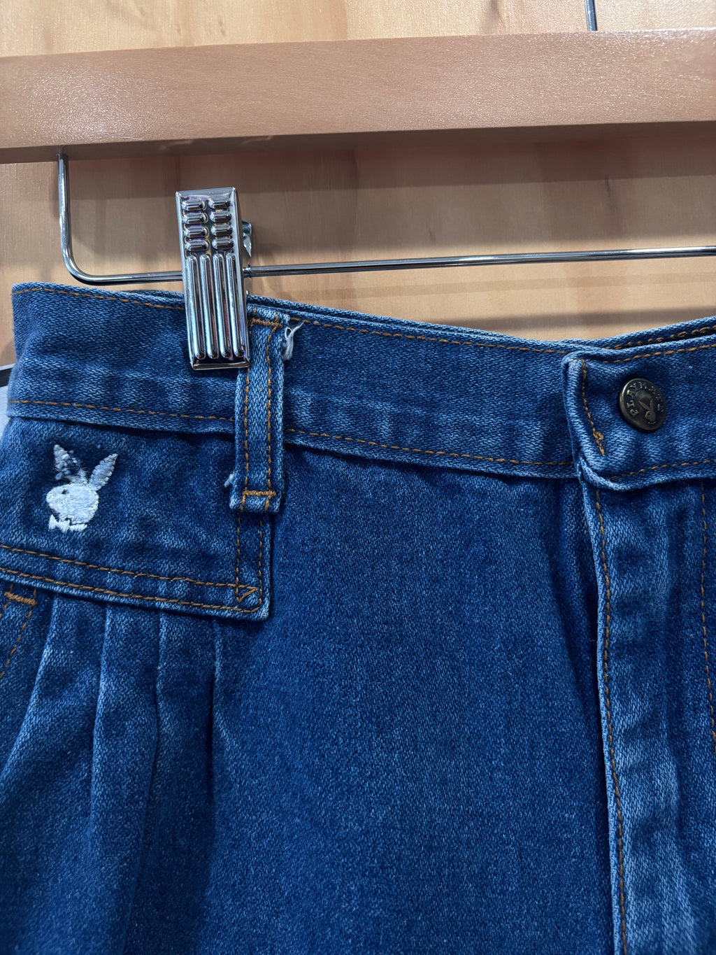 Vintage Playboy Playmate
High Waisted Pleated Denim
Shorts