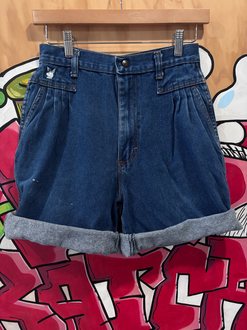 Vintage Playboy Playmate
High Waisted Pleated Denim
Shorts