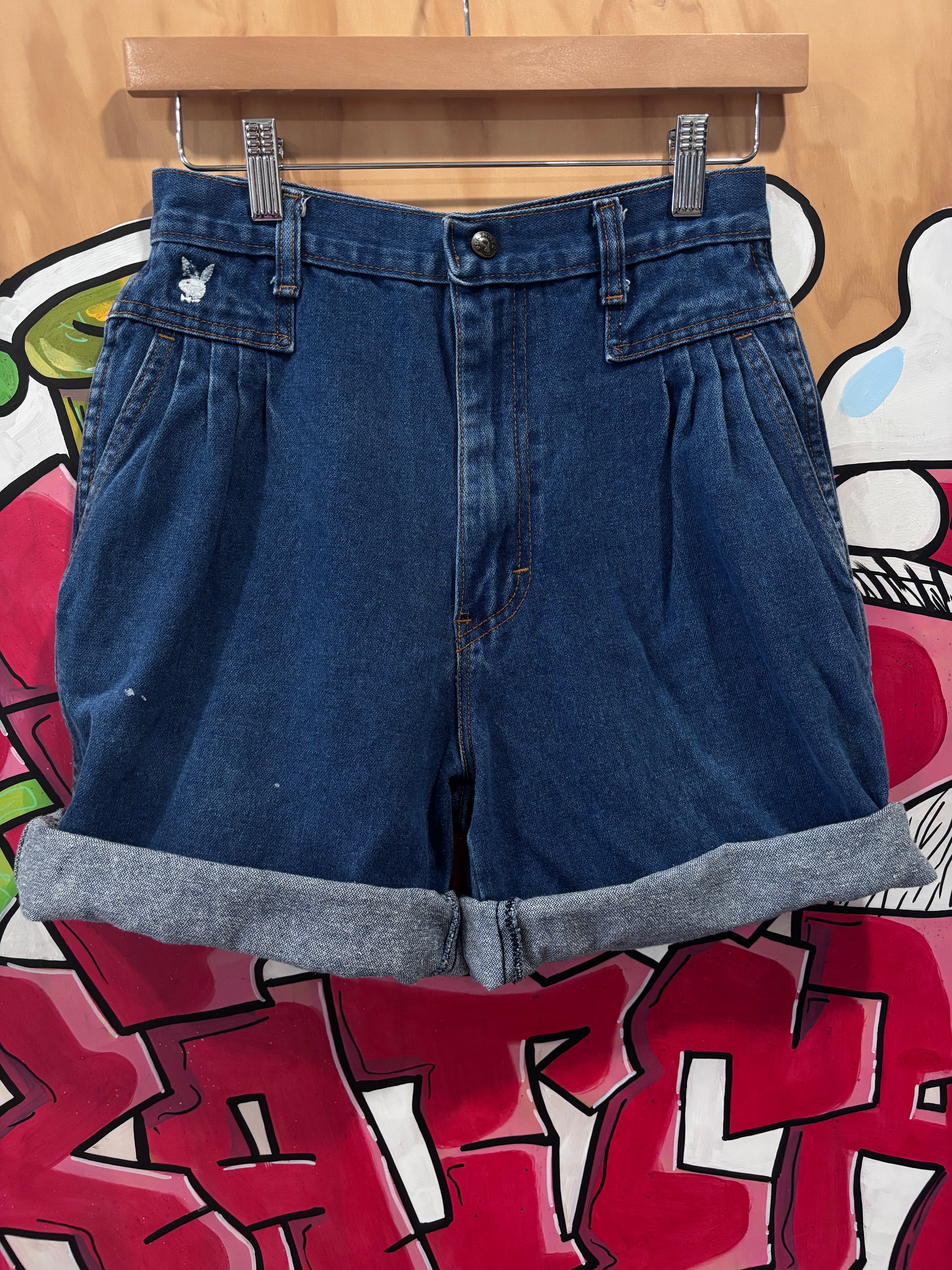 Vintage Playboy Playmate
High Waisted Pleated Denim
Shorts