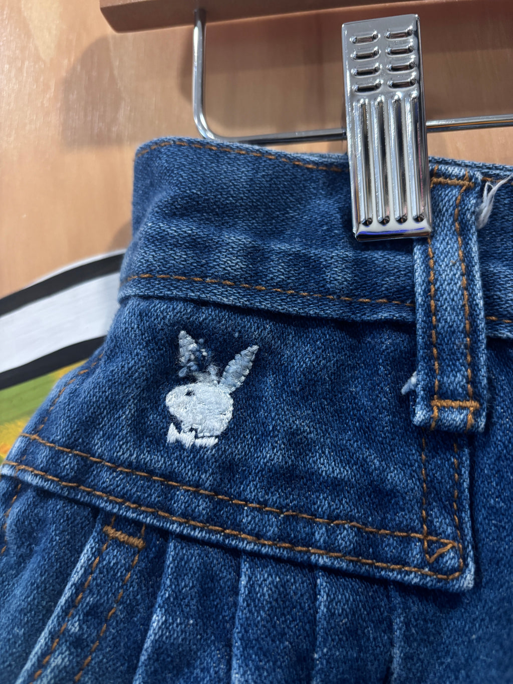 Vintage Playboy Playmate
High Waisted Pleated Denim
Shorts